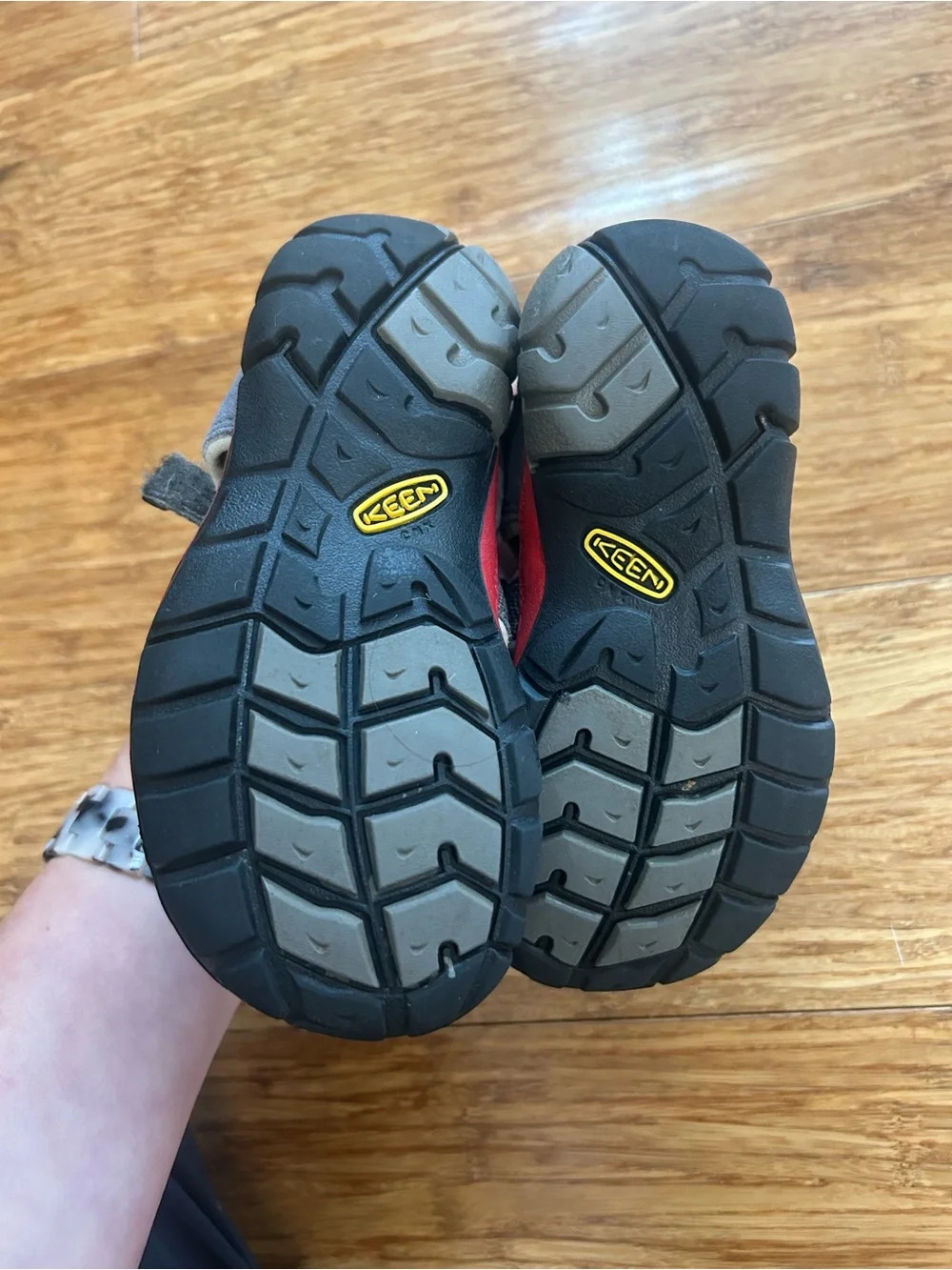 Kids Keens Red and Gray Outdoor Sandals